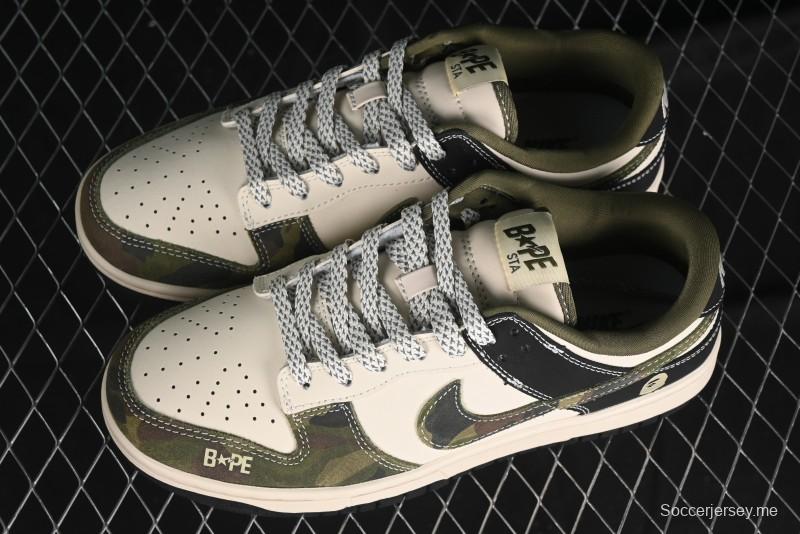 Nike SB Dunk Low Bape Collaboration - Patchwork Camouflage Anniversary Custom Low-Top Casual Sneakers - CH6336-229