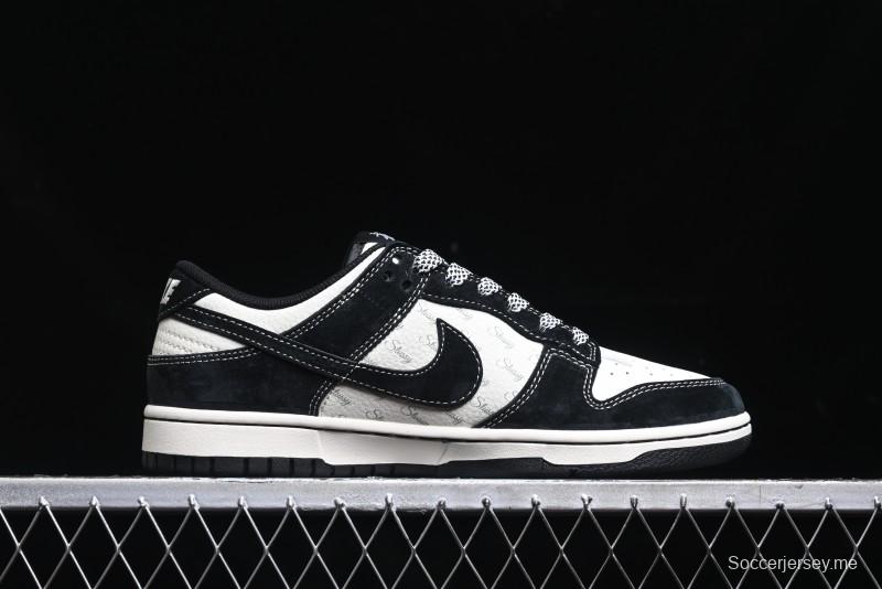 Nike SB Dunk Low Stussy Triple Collaboration - Patchwork Black Swoosh Anniversary Custom Low-Top Casual Skate Shoes - YX5066-222