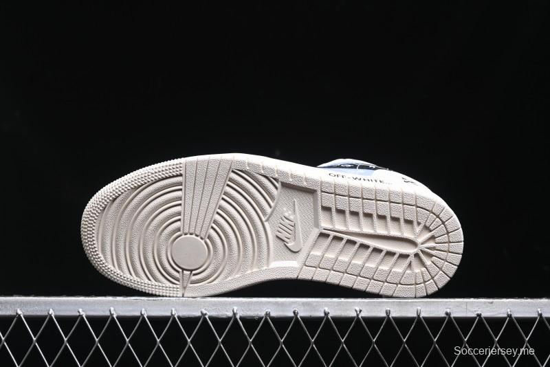 Nike Air Jordan 1 Low AJ1 OF Collaboration - Customized Retro Basketball Shoes with 3D Buttons - DM9188-001