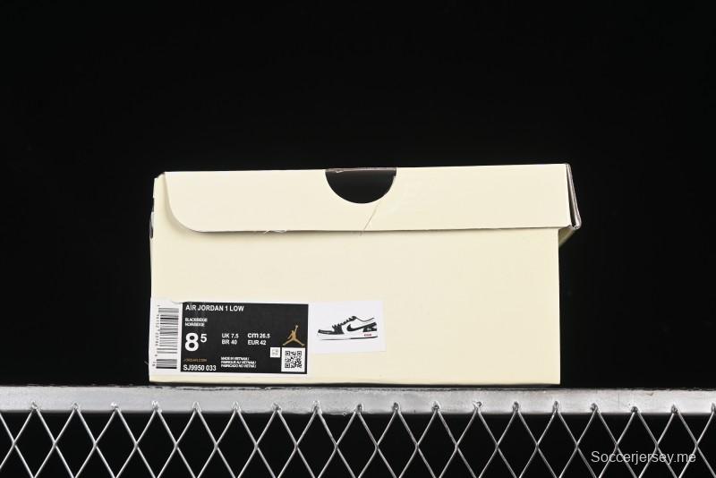 Nike Air Jordan 1 Low AJ1 Stussy Collaboration - Black White Red Label Retro Basketball Shoes - SJ9950-033