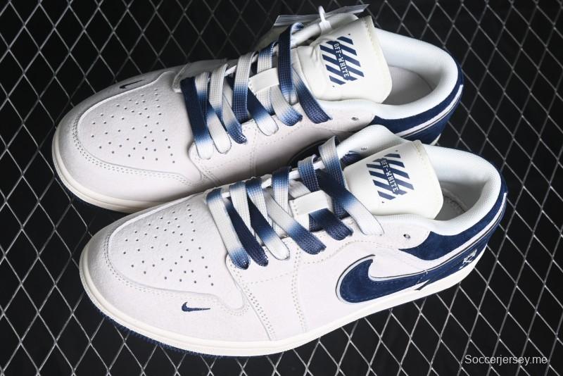 Nike Air Jordan 1 Low OF Collaboration - Premium Custom Retro Basketball Shoes in Blue Grey - DM9188-003
