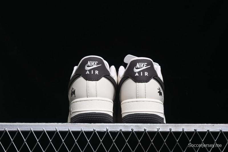 Nike Air Force 1 '07 Low Stussy Collaboration - White Black Sole Low-Top Casual Sneakers - XZ6188-279