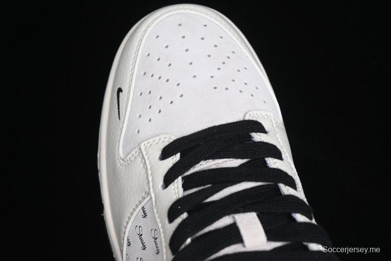 Nike SB Dunk Low Stussy Collaboration - Beige Black Swoosh Silver Edge Anniversary High-End Custom Low-Top Casual Sneakers - XX3168-306