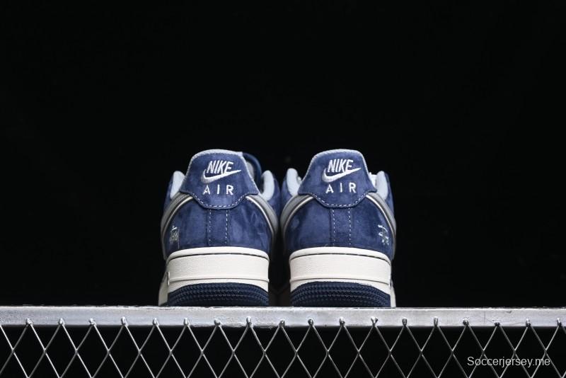 Nike Air Force 1 '07 Low Stussy Collaboration - Grey Blue Suede Low-Top Casual Sneakers - SJ6698-007