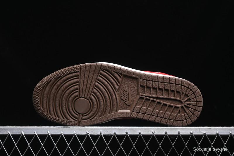 Nike Travis Scott x Fragment Design x Air Jordan 1 Low OG SP AJ1 Retro Sneakers with Reverse Swoosh - SJ2068-135