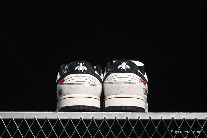 Nike SB Dunk Low Gucci Collaboration - Bumblebee Series Grey Black Hook Anniversary High-End Custom Low-Top Casual Skate Shoes - MM1089-029