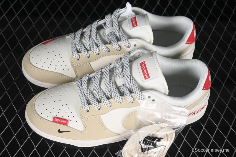 Nike SB Dunk Low Supreme Collaboration Anniversary Custom Low-Top Casual Sneakers with Double Mini Swoosh - XS6089-506