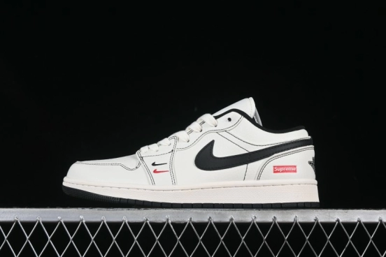 Nike Air Jordan 1 Low Supreme Collaboration Retro Basketball Shoes - XX3318-108