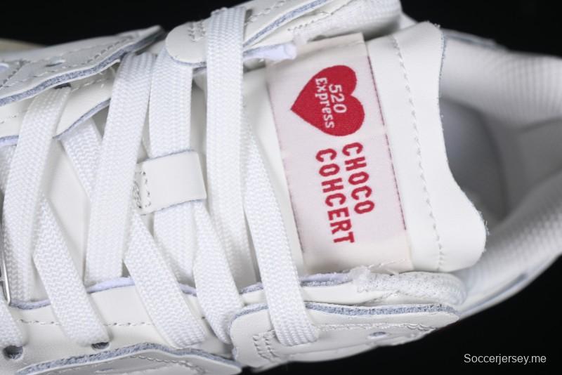 Choco Concert Leather Round Square Asymmetric Fashion Sneakers White Wine Red - AJE5