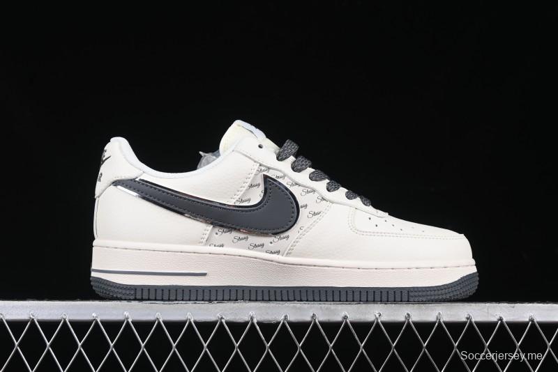Nike Air Force 1 '07 Low Stussy Collaboration - Grey English Patchwork Low-Top Casual Sneakers - XZ3328-536