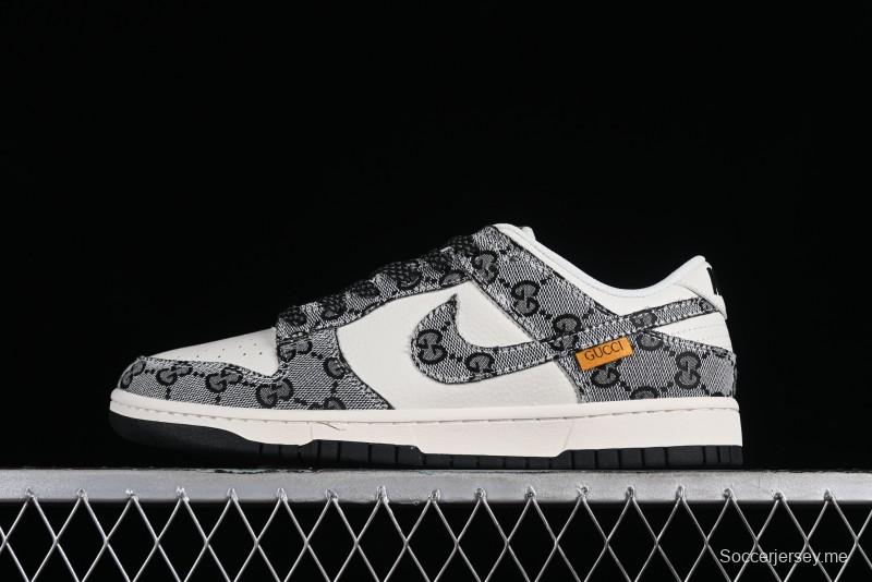 Nike SB Dunk Low Gucci Collaboration - Grey Pattern Anniversary High-End Custom Low-Top Casual Skate Shoes - BB9676-311