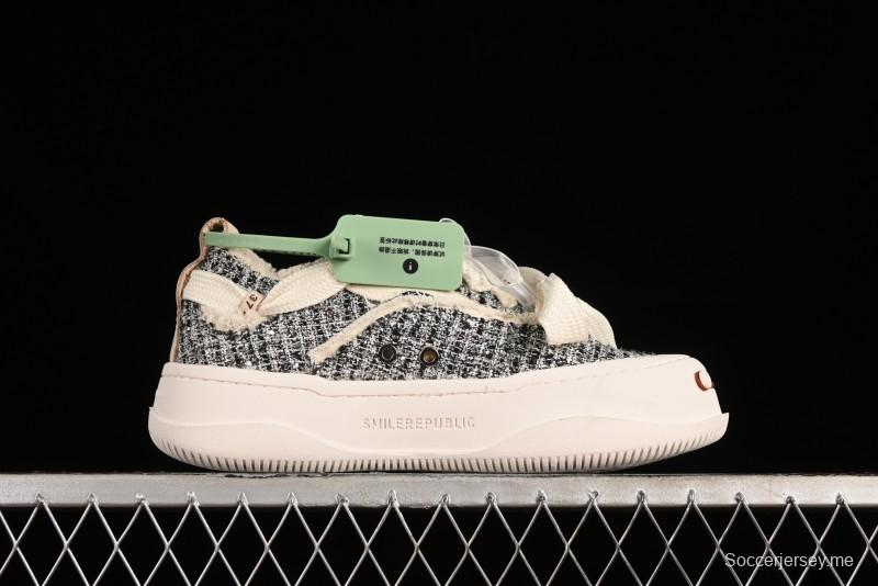 SMILEREPUBLIC SMILE Canvas Sneakers with Cut Wool Fringe and Unique Weaving - G.D4
