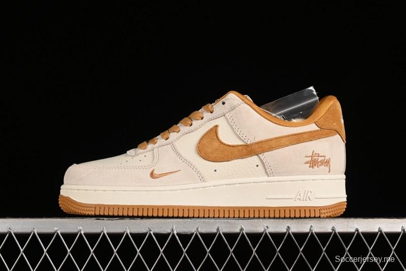 Nike Air Force 1 '07 Low Stussy Collaboration - Wheat Pig Leather Low-Top Casual Sneakers - HD1968-020