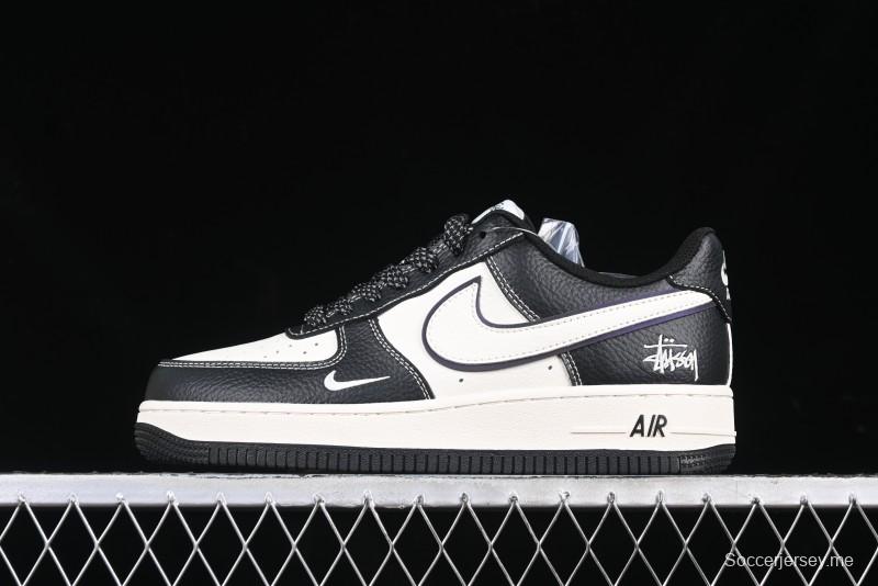 Nike Air Force 1 '07 Low Stussy Collaboration Black & White Swoosh Casual Sneakers - XZ6188-081