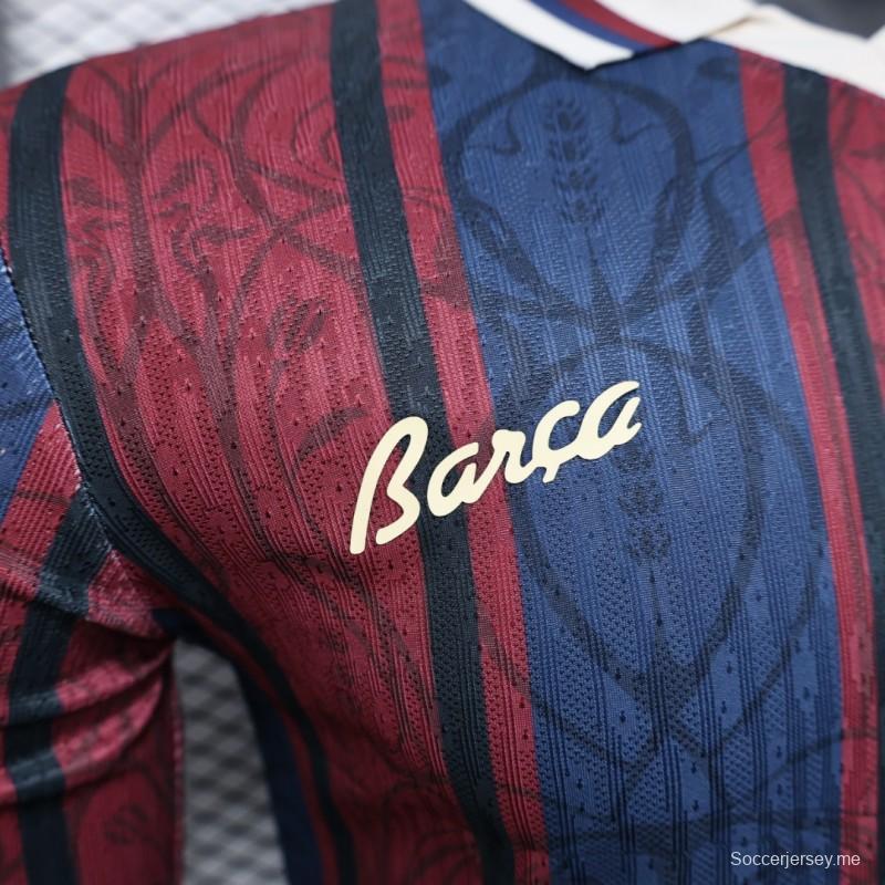 إصدار اللاعب 25/26 قميص بولو بأكمام طويلة بأكمام طويلة من قميص بولو حديث لنادي برشلونة