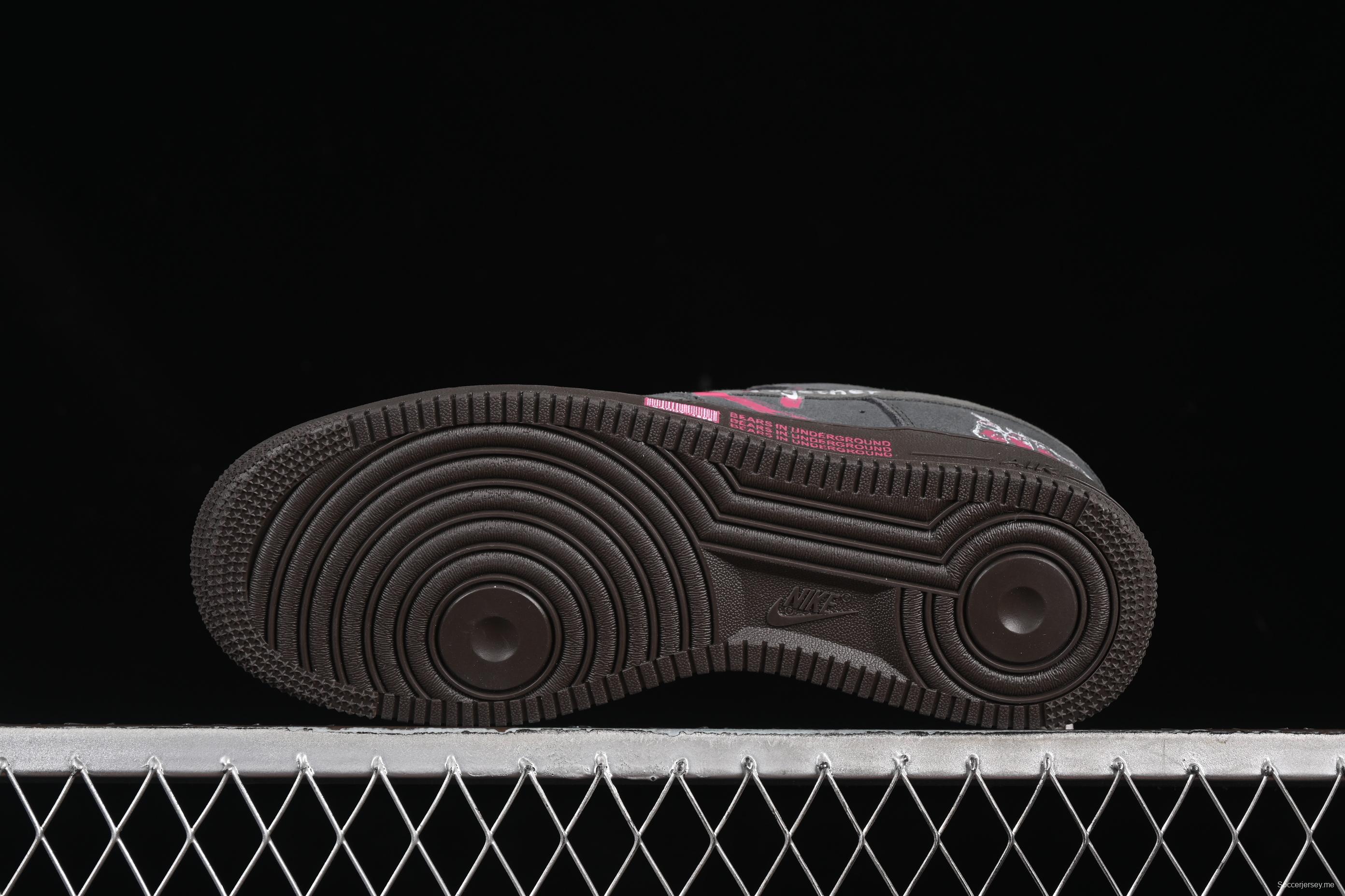 Nike Air Force 1'07 Low "Black Pink" Limited Edition Sneakers with Heart Design - DO6730-010