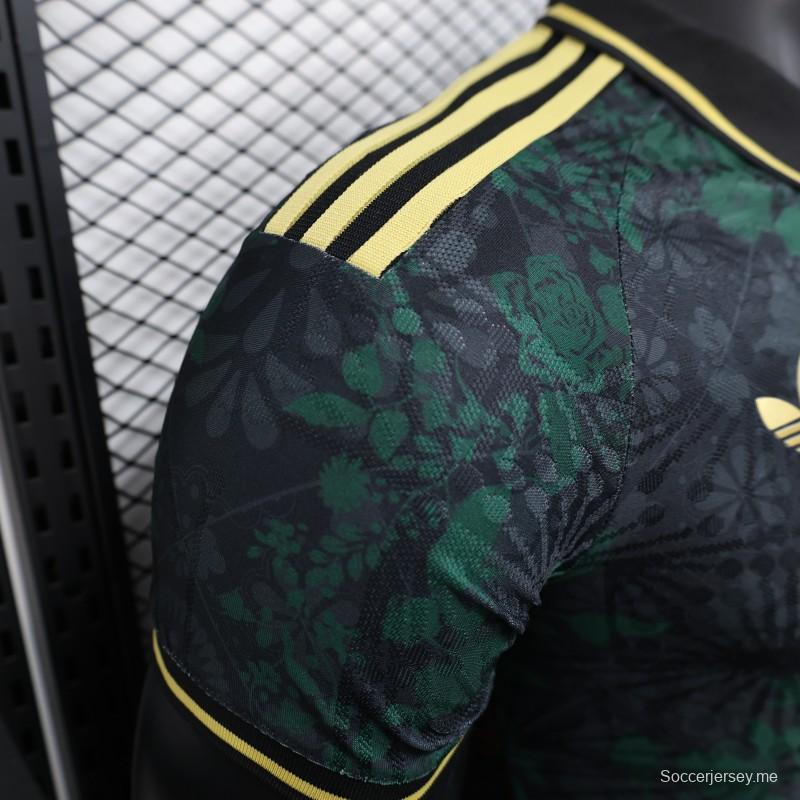 إصدار اللاعب 2025 المكسيك 2025 قميص أسود بتصميم مزين بالزهور