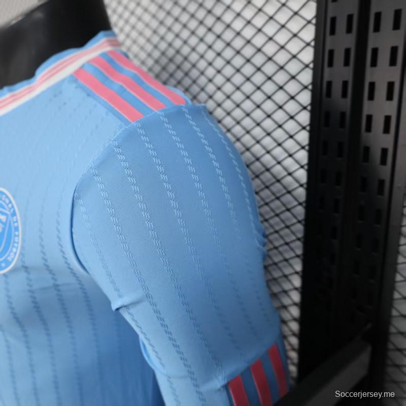 إصدار اللاعب 25/26 قميص بأكمام طويلة طويلة الأكمام أزرق اللون أزرق اللون أزرق ثالث