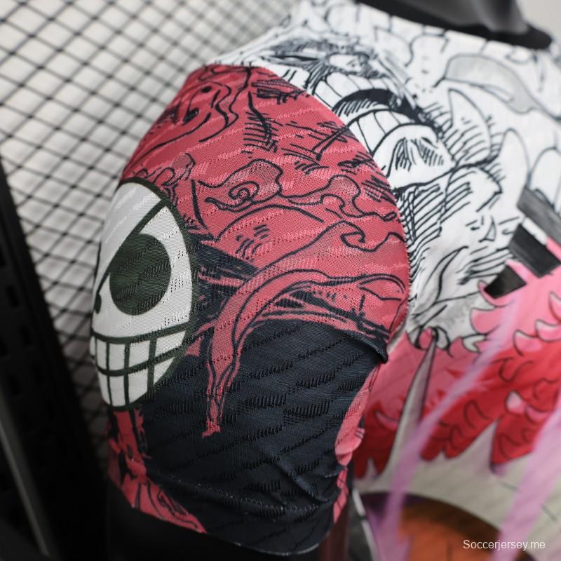 إصدار اللاعب 2025 قميص أبيض ياباني بنقشة شخصيات الأنيمي 2025