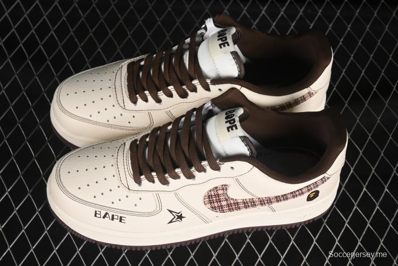 Nike Air Force 1 '07 Low Bape Collaboration Beige Camo Casual Sneakers - DF0188-052