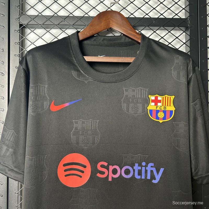 25/26 قميص نادي برشلونة أسود بشعار سبوتيفاي