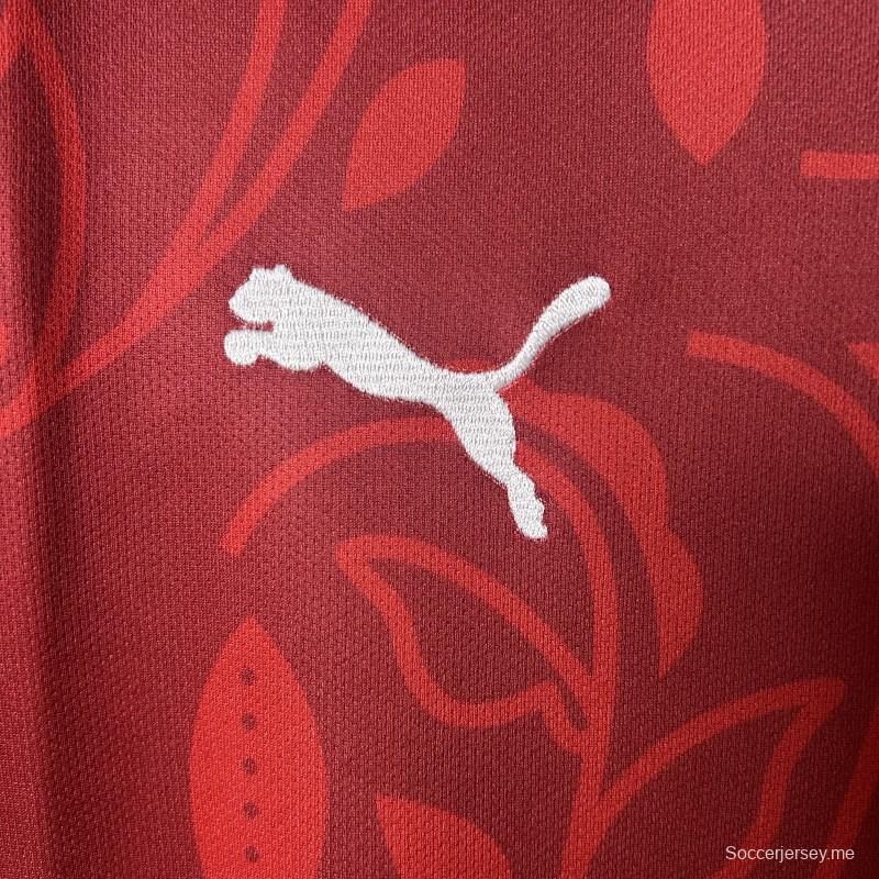 2025 منتخب البرتغال 2025 قميص منتخب البرتغال الوطني باللون العنابي بنقوش زهرية