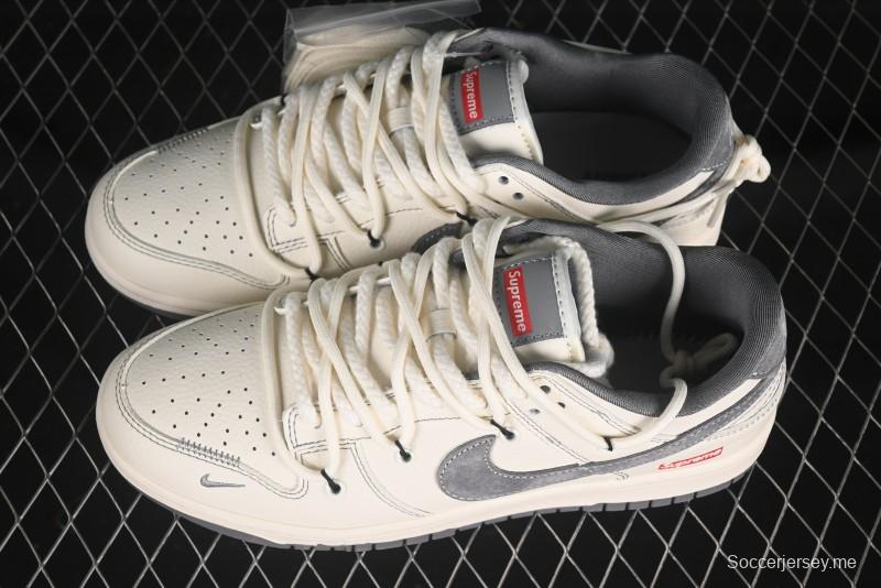 حذاء تزلج نايك SB SB Dunk Dunk Low Sup Series Strap باللون الأبيض الرمادي خطاف الذكرى السنوية حذاء تزلج كاجوال منخفض مخصص - YX5066-281