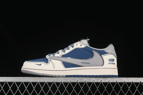 حذاء نايك ترافيس سكوت x Fragment Design x Air Jordan 1 OG Low OG SP AJ1 Stussy Collaboration Dual-Tone Grey Hook Low-Top Sneakers - ZH2598-245