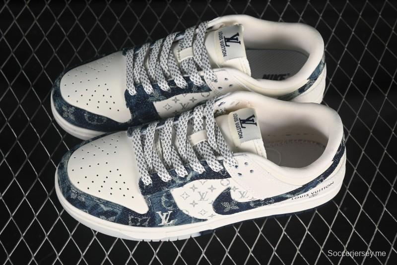 حذاء تزلج نايك SB Dunk Low LV Collaboration من نايك بلون أزرق داكن أزرق داكن ذكرى سنوية مخصص للتزلج الكاجوال المنخفض - CH8311-288