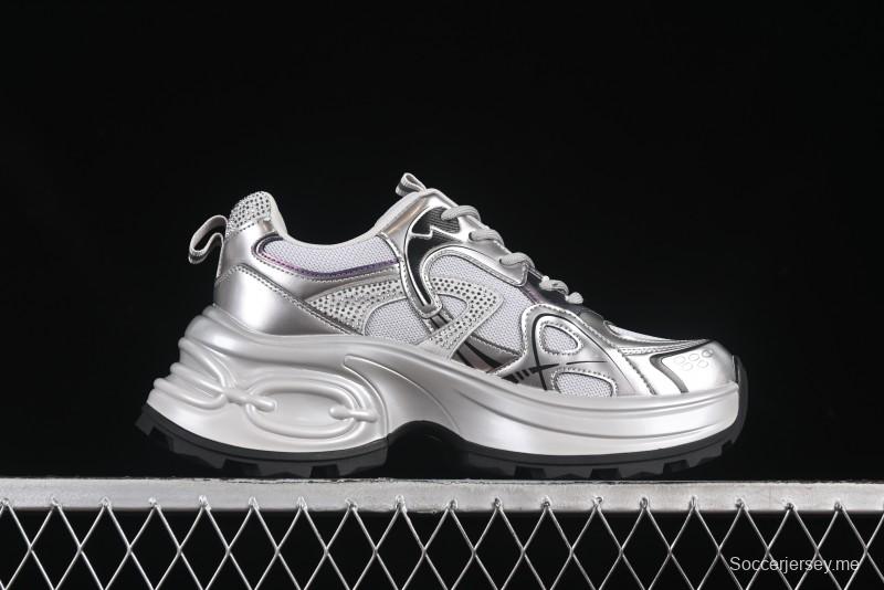 GG-CC 25ss حذاء رياضي مكتنزة جديد بمنصة مكتنزة بزيادة ارتفاع 7 سم وتصميم غير منتظم - 668-2 أسود