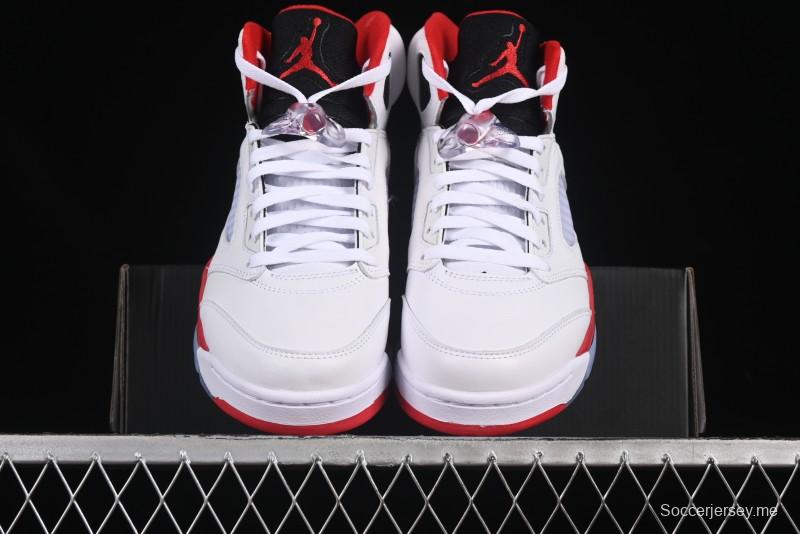 حذاء نايك اير جوردان 5 ريترو لكرة السلة نايك اير جوردان 5 ريترو بلون أحمر ناري ولسان أسود - HQ7978-101