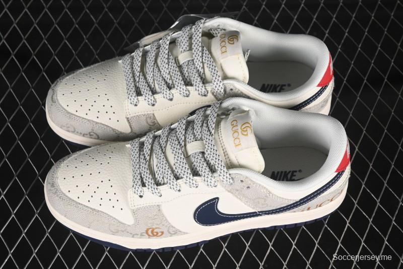 حذاء تزلج نايك SB دانك لو من نايكي، حذاء تزلج منخفض الكاجوال من نايكي، منسوج من غوتشي بلو سووش الذكرى السنوية - FC1688-225