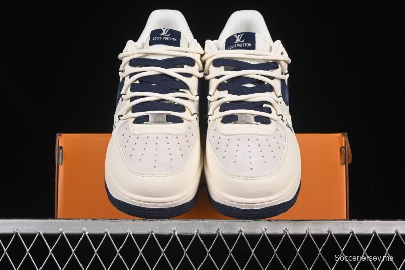 حذاء نايك اير فورس 1 '07 منخفض LV Collaboration Blue Swoosh Drawstring Sneakers Casual - DM686868-083