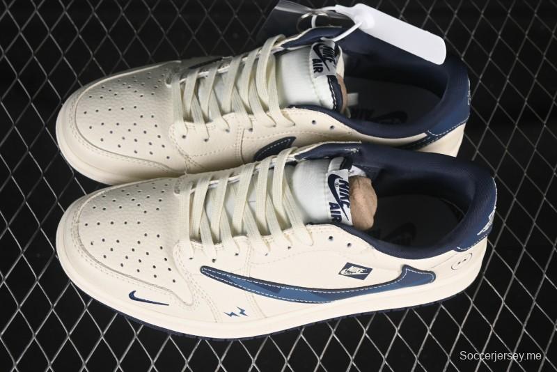 حذاء نايك ترافيس سكوت x Fragment Design x Air Jordan 1 Low OG SP AJ1 AJ1 Lightning Blue Hook ذو الرقبة المنخفضة الكاجوال - LD2025-022