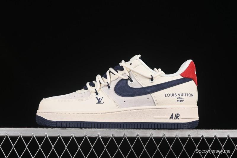 حذاء نايك اير فورس 1 '07 منخفض LV Collaboration Blue Swoosh Drawstring Sneakers Casual - DM686868-083