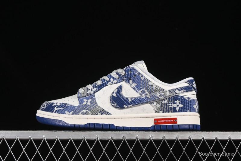 حذاء تزلج نايك SB Dunk Low LV Collaboration Blue Denim Annim Anniversary حذاء تزلج كاجوال منخفض علوي مخصص - SC9772-808