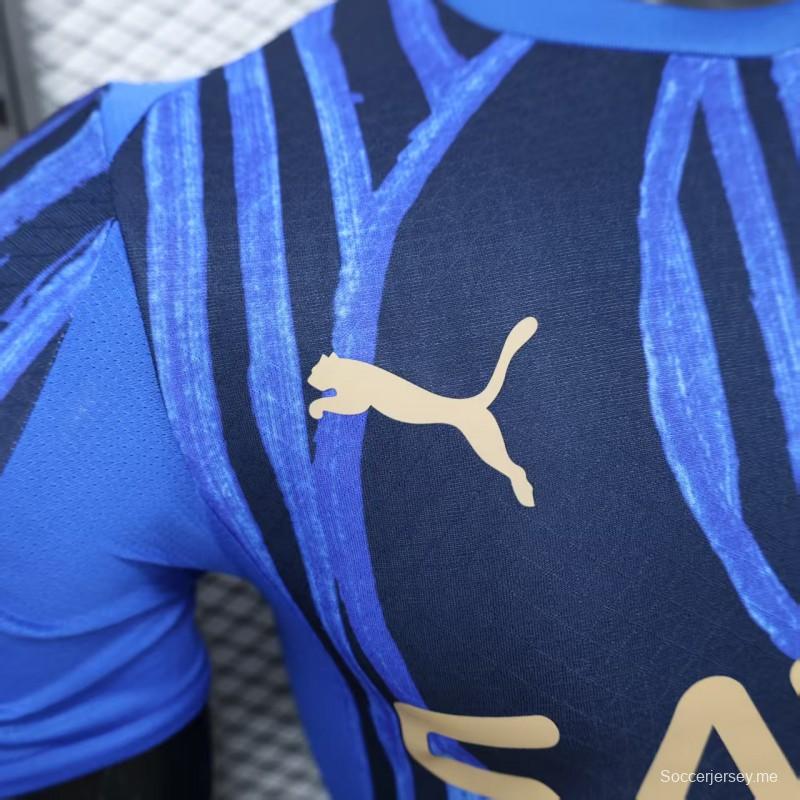 نسخة اللاعب 25/26 قميص الهلال 25/26 أزرق بخطوط عمودية