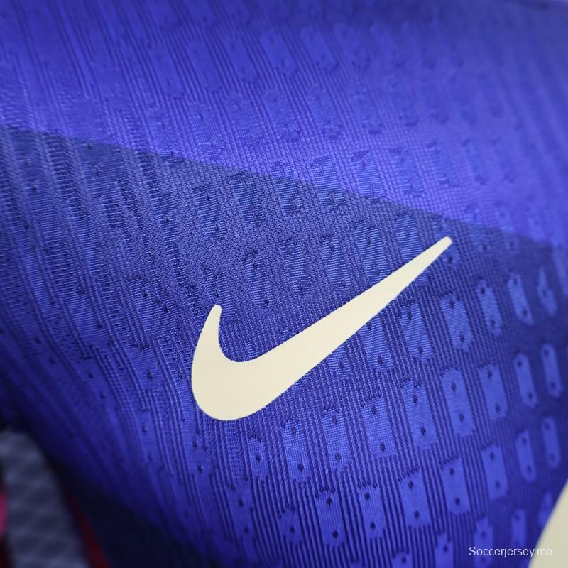 إصدار اللاعبين 25/26 قميص نادي برشلونة أزرق بخطوط حمراء قطرية