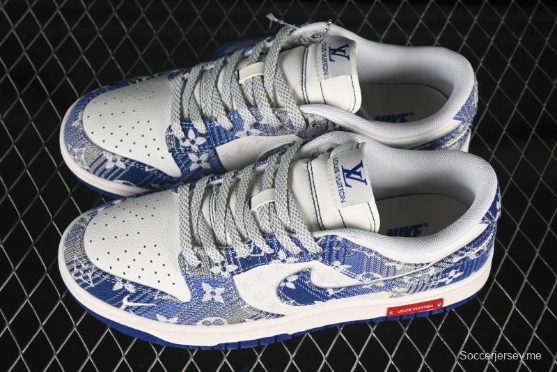 حذاء تزلج نايك SB Dunk Low LV Collaboration Blue Denim Annim Anniversary حذاء تزلج كاجوال منخفض علوي مخصص - SC9772-808