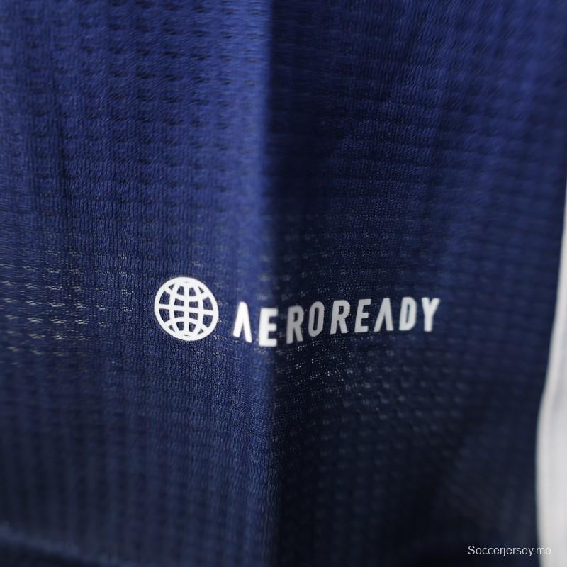 إصدار اللاعب 2025 قميص الجزائر أزرق مع راعٍ عربي