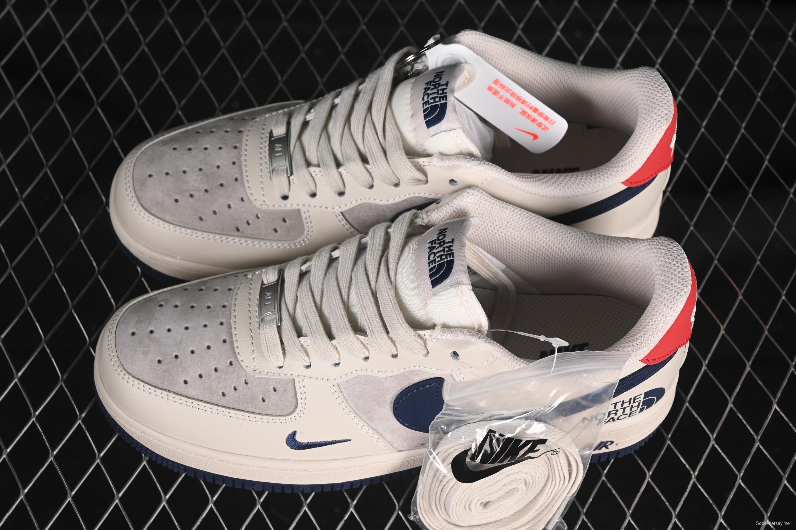 Nike Air Force 1 '07 Low The North Face Collaboration Red Heel Navy Blue Casual Sneakers - XX3168-133