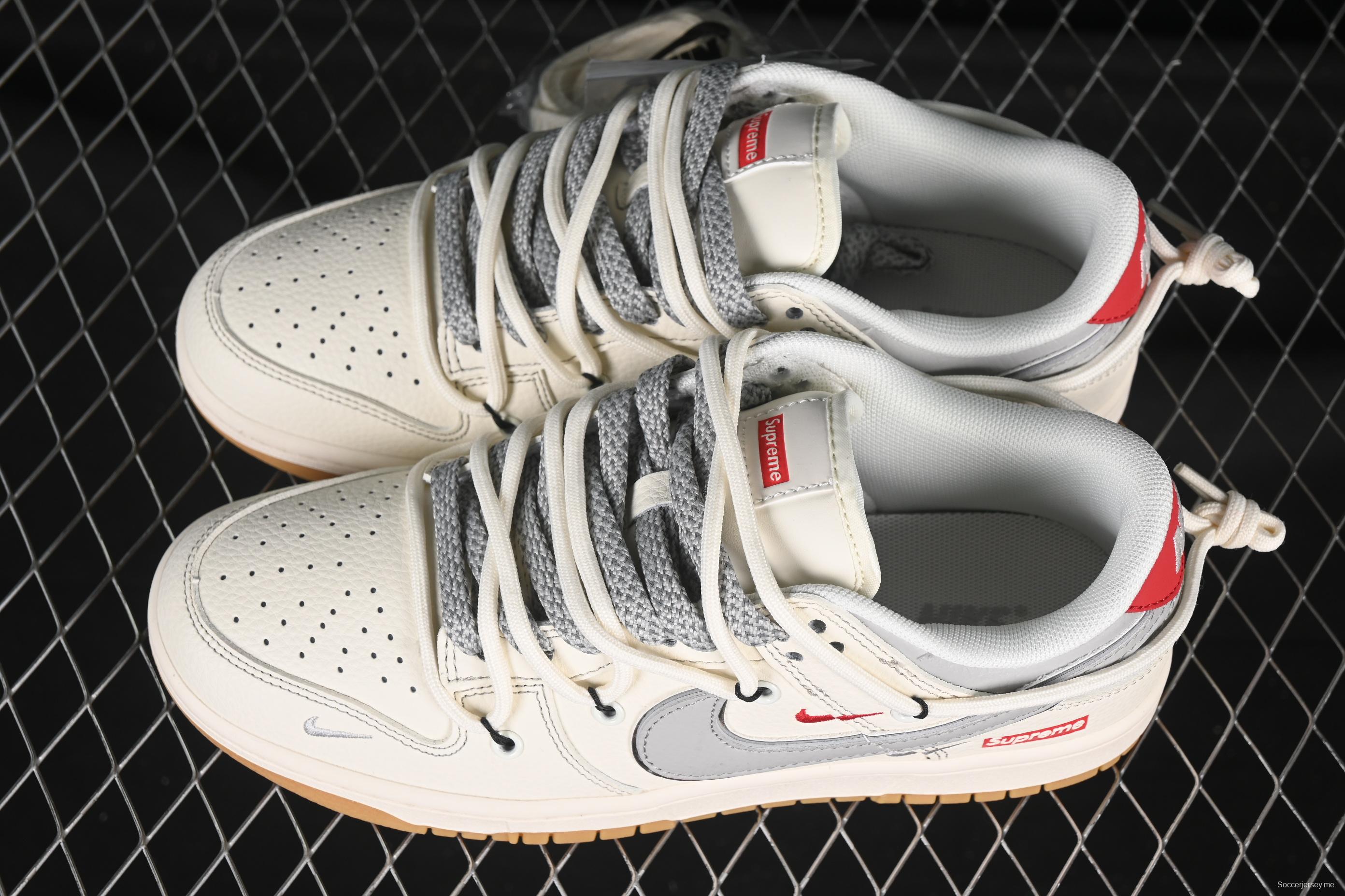 حذاء تزلج نايك SB دانك لو سوب سيريز سوب سوب سيريز بحزام أبيض رمادي شيك الذكرى السنوية حذاء تزلج منخفض مخصص - FC1688-215