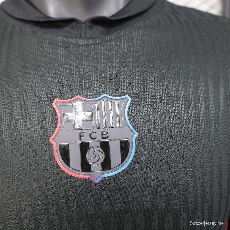 إصدار اللاعب 24/25 برشلونة × ترافيس سكوت قميص برشلونة × ترافيس سكوت خارجي أسود مع راعي أحمر