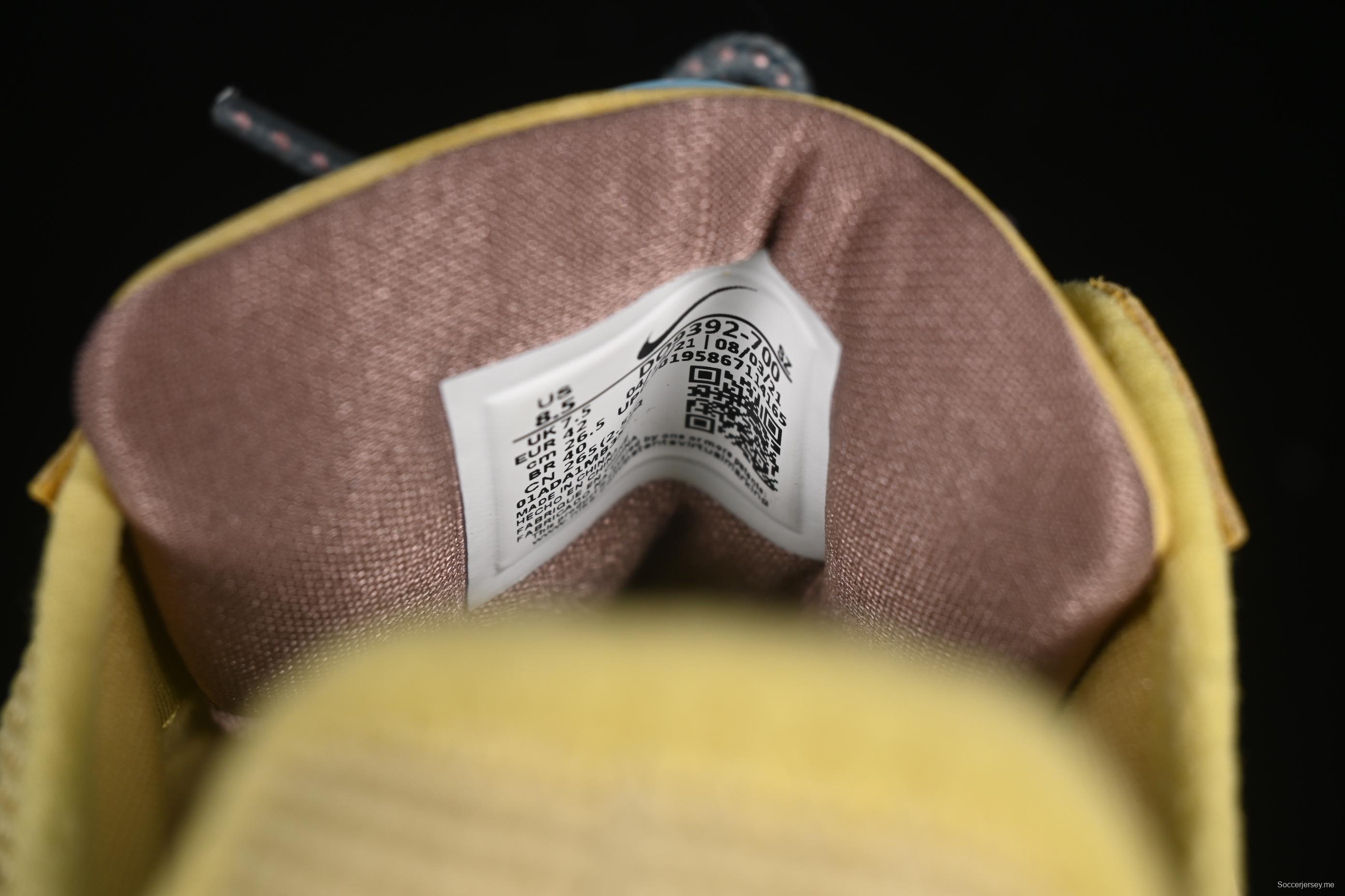 Nike Air Max 1 Travis Scott Collaboration Retro Running Shoes in Wheat Color with Reverse Swoosh - DO9392-700