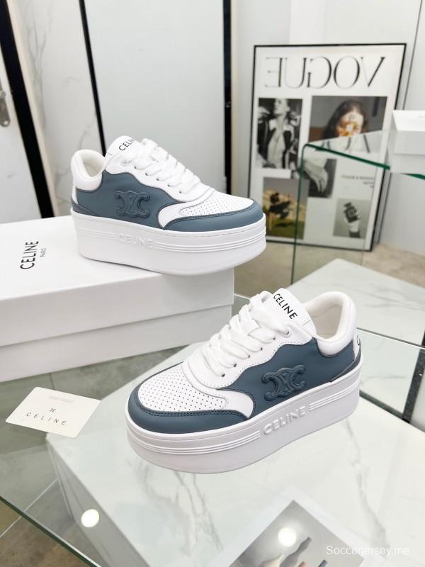 2025 Unisex CELINE White Grey Leather Sneakers
