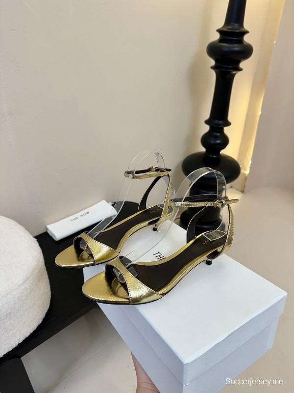2025 Women The Row Gold Leather Sandals
