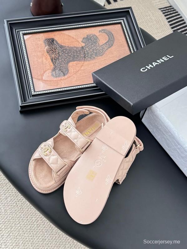 2025 Women Chanel Beige Leather Sandals LY00320
