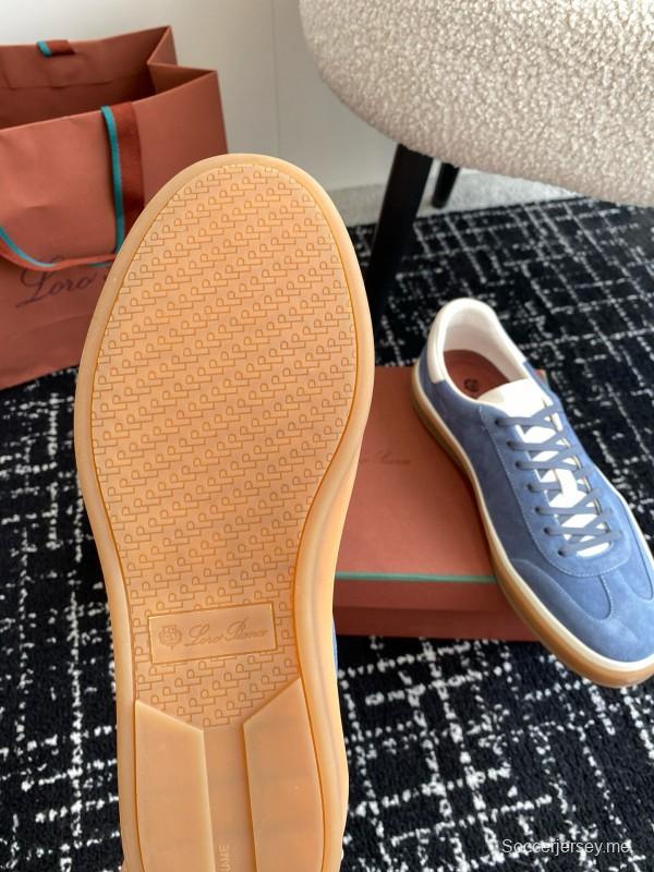 2024 Men Loro Piana Blue Suede Leather Sneakers MJ00320
