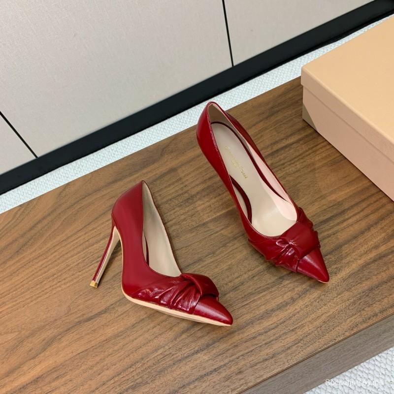 2025 Women Gianvito Rossi Red Calf Leather Pumps KFY00300