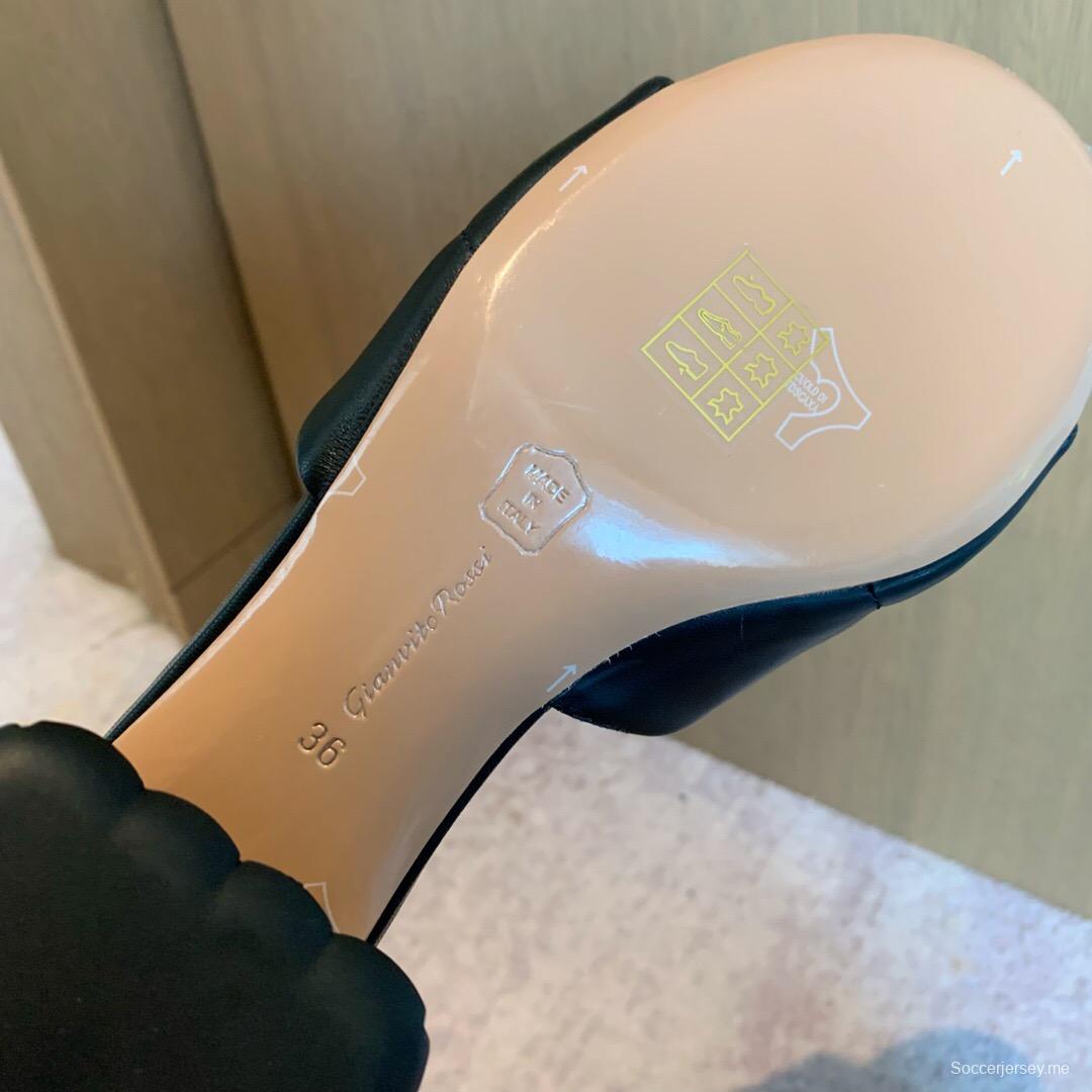 2025 Women Gianvito Rossi Black Leather Slippers KFY00260